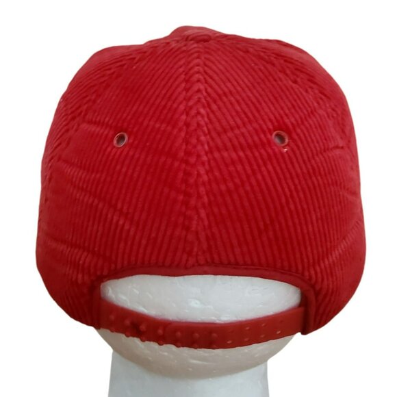 Vintage San Sun Red Corduroy Hat Snapback Baseball Cap Heavyweight Blank Trucker - Picture 3 of 11